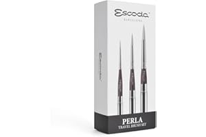 ESCODA Set 3 Pinceaux Aquarelle - Perla Set Voyage Professionnel Fibres Synthétiques Fabriqué à la Main à Barcelone