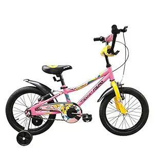 Firefox Bikes Flydale Light Weight Anti-Skid Pedal Power Brake Seat Height Adjustment Cycle for 5-7 Years Kids, Frame 8.5 inches, 16 inches Wheel, (Pink and Yellow)