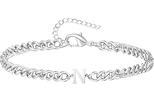 TOLOWOBK Armband Herren mit Buchstaben, Silber Edelstahl Panzerkette Armband Männer Jungen A-Z Buchstabe Armbänder für Herren Ostern Vatertag Jahrestag Geburtstag Geschenk für Papa Sohn Enkel Bruder