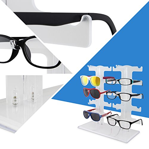 VENKON – Brillenhalter für 10 Paar Brillen Organizer für Aufbewahrung & Präsentation – Acryl Transparent – ca. 32 x 13 x 32 cm - 5