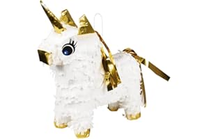 Boland 30976 - Mini Pinata Einhorn, Größe 21 x 17 cm, Pappe, Partyspiel, Tier, Geschenk, Kindergeburtstag, Dekoration, Grau, Weiss