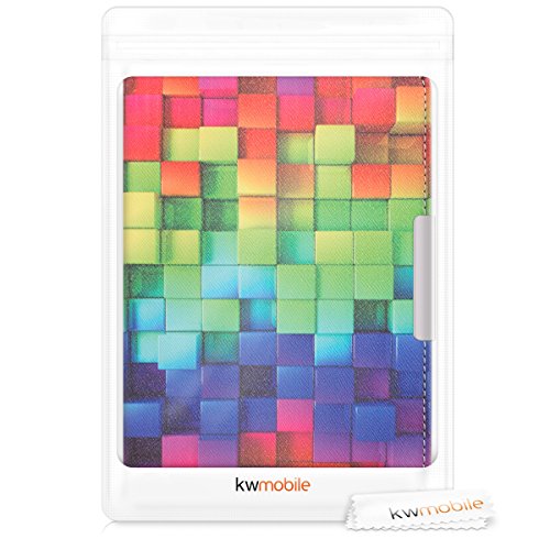 kwmobile Hülle für Tolino Shine 2 HD – Flipcover Case eReader Schutzhülle – Bookstyle Klapphülle Regenbogen Würfel Design Mehrfarbig Grün Blau - 7
