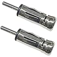 Yoezuo 2-Pack Car Aerial Antenna Adapter Connector ISO Socket to DIN Plug Radio Stereos Adapter Plug for Car Audio (Silver)