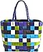 Produktbild normani® Einkaufstasche Shopper geflochten aus Kunststoff - robuster Strandkorb Vintage Style 38cm x 25cm x 28cm Farbe Classic/Neptun