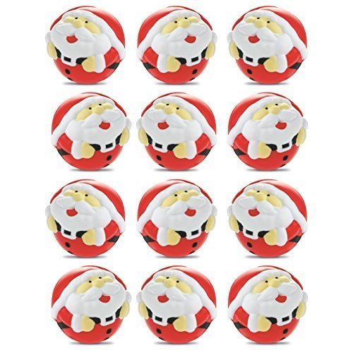 Robelli Pack of 12 Christmas Santa Soft Lightweight Foam Stress Ball Secret Santa Gift