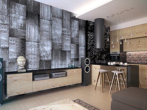 PURO TAPETE | 3 Motive zur Auswahl | Realistische Tapete ohne Rapport und Versatz | Kein sich wiederholendes Muster | 10m VLIES Tapetenrolle | Metal Blech f-A-0271-j-d - 3