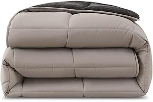 ‎WOMETO wometo Plüsch Steppbett Ganzjahresdecke Wende-Design ca. 135x200 – grau & hellgrau – warme Winterbettdecke kuschelig & weich I ohne Bezug verwendbar I Oeko-TEX Zertifiziert