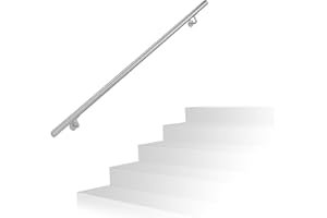 Relaxdays Pasamanos Escalera con Soportes y Tacos Metálicos, Acero Inoxidable Cepillado, Plateado, 150 cm
