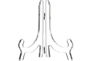 Guodun, cavalletti o supporti per piatti per esporre immagini o altri oggetti, con supporto trasparente per decorazione di quadri (11 cm, trasparente)