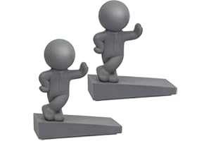 Omoojee Uroczy ogranicznik do drzwi, 2 szt. dekoracyjny ogranicznik do drzwi, skuteczny do trzymania otwartych drzwi, szary (opatentowany)