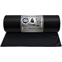 PAM-FOLIE Müllsäcke 160L - 10 Stück - Bausäcke Professional, Dicke Abfallsäcke - 90x110cm - 60µm - Extra Stark - schwarzer Mü