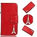 Produktbild CHENDX Zurück Case Cover, Für Samsung Galaxy A3 2015, Solid Color Gute Textur 3D Turm Bohrer Schmuck Flip PU Leder Brieftasche Fall mit Tragbarer Lanyard & Kickstand Funktion (Color : Red)