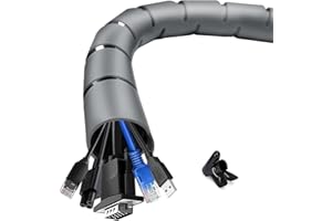 shinfly Organizador de Cables Gris, 3m (2x1,5m), Diámetro 16+22 mm, Cubre Cables con Herramienta Guía, para Ocultar Cables de TV y PC