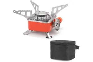 CalmGeek Hornillo Camping Portátil, Hornillo de Camping Portátil y Compacto, Cocina de Cartucho Gas Mini Estufa de Camping para Senderismo