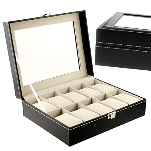 Preisvergleich Produktbild 10 Gittets PU Leder Uhrenkasten Uhrenschatulle Uhrenbox Uhrenkoffer