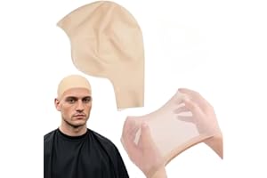 SDXCJY Premium Latex Bald Cap Set with 2 Elastic-Fit Mesh Wig Liner – Realistic Skin-Color Bald Head Cover Ideal for Cosplay, Halloween, Theatrical Makeup & Fancy Dress Parties