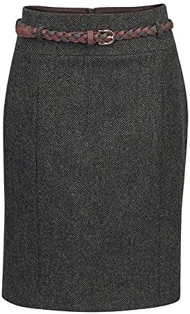 Jack Murphy Savannah Tweed Pencil Skirt 8 Winter Rust Herringbone