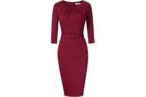 kOJOOIN Vestidos Elegantes para Mujer Vestidos de Negocios de Manga Larga hasta la Rodilla