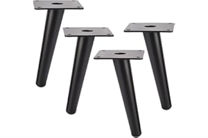 10 inch Metal Furniture Legs, Btowin 4Pcs Mid Century Modern Round Oblique Tapered Furniture Feet Brushed Nickel Finish for Cabinet Sofa Table Bed