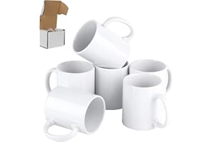 SIGNZWORLD Sublimation Mugs 11oz Blank Plain White Large Handle Coffee Mug Cups with Smash Proof Boxes (Pack of 6)