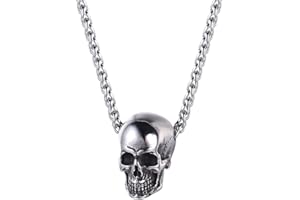 U7 Collar Cráneo Calavera Estilo Punk Acero Inoxidable 316L Colgante Hombre para Halloween Joyería Gótica para Jovenes Rock