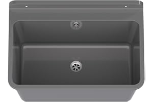 ‎QLS Ausgussbecken Waschbecken Spülbecken Waschtrog Innen Außen Garten Garage Keller Waschraum Werkstatt 3 Farben (Grau)