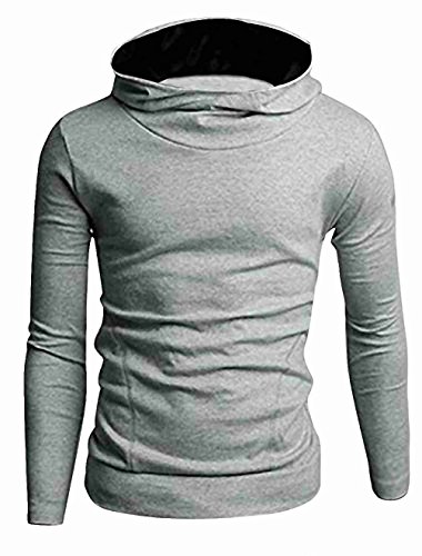 Move&Moving(TM) Men Cowl Neck Long Sleeve Double Slant Pockets Front Hoodie Black M