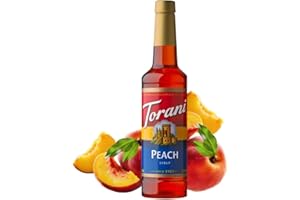 Torani Peach Syrup (750ml) - Premium Cane Sugar Cocktail Syrup Flavouring for Iced Tea, Sodas, Bubble Tea & Cocktails - Fresh Fruit Taste, Vegetarian-Friendly