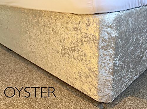 Crushed Velvet Elasticated Bed Valance/Divan Base Cover 12 Colours, (Kingsize, Oyster)