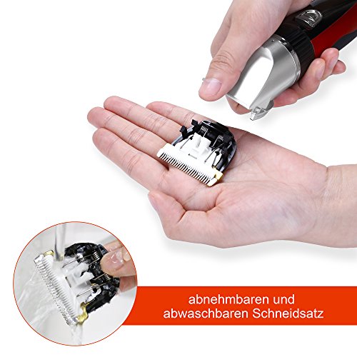 Elehot Elektrischer Haarschneider mit 5 Aufsätzen Haarschneidemaschine für Herren oder Friseur Salon Rot - 3