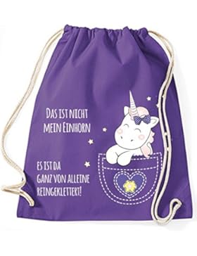 Jutebeutel Turnbeutel Sportbeutel Stofftasche Baumwolltasche mit Kordel Gymsack Kangarooh Beutelhorn Unicorn cutie...