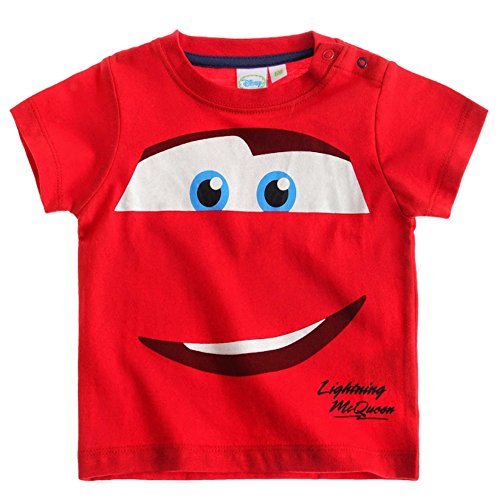 WS-108242- Disney Cars Short Sleeve Boys T Shirt Cotton New Print (Month 18 Red)