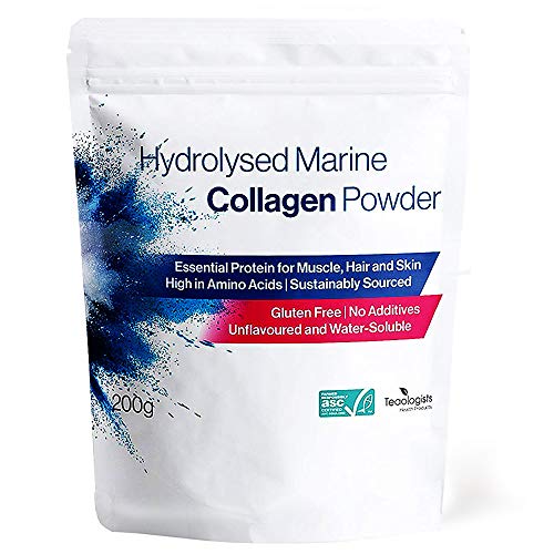 Marine Collagen Peptides Powder Supplement | 200g | Type 1, 3 Protein (93%) | 100% Pure Natural Hydrolysed Unflavoured | All 17 Amino Acids | Certified ASC Sustainable | Bioavailable | Teaologists