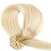 100S Strands 18" 20" 22" Pre Bonded Human Hair Extensions Set Keratin U Tip Nail Remy Hair Long Silky Straight for Women Beauty, 22"-50g, 613# Bleach Blonde