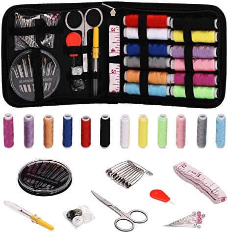 Filiwell Mini Portable Sewing Kit Travel Professional Small Simple for Adults Women Kids with 72 Sewing Accessories 12 Color Thread Spools