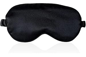 ECHOLLY Sleep Mask 100% Mulberry Silk Eye Mask, Blinder for Total Blackout & Zero Pressure,Eye Mask for Sleeping with Travel Pouch & 2 Ear Plugs for Side Sleepers, Men & Women(Black)