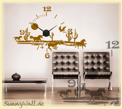 Sunnywall Adhesivo de Pared con Reloj Karlsson - Reloj de Pared Savane Caballos Ouest
