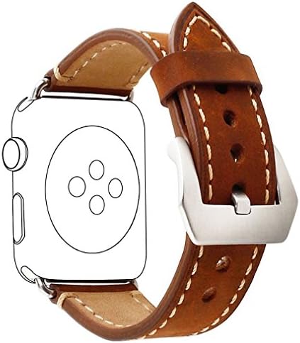 Apple Watch Band 42mm, [Upgraded Version] Zolion iWatch Strap Premium Vintage Crazy Horse Genuine Leather Replacement Watchband with Stainless Metal Clasp for All Apple Watch Sport Edition (Brown)