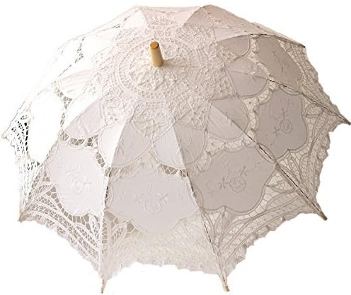 White Wedding Lace Parasol Umbrella Victorian Lady Costume Accessory Bridal Party Decoration