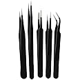 Alis 5 Pcs ESD Precision Multifunction Tweezers Set, Upgraded Anti-Static Professional Tweezers Precision for Eyebrows, Women, Splinter & Ingrown Hair Removal, Electronic Repairing.