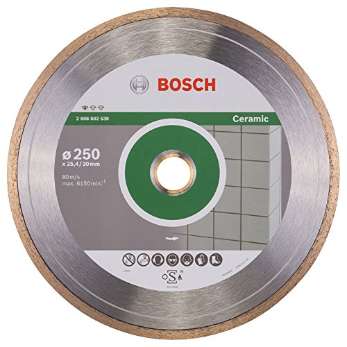 BOSCH Diamanttrennscheibe Standard für Ceramic, 250 x 30 und 25,40 x 1,6 x 7 mm, 2608602539