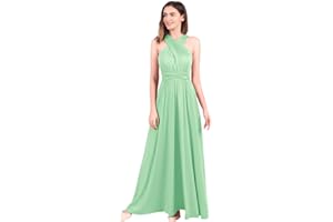 FYMNSI Donna Transformare Infinity Vestito Lunghe Senza Schienale Scollo a V Vita Alta Senza Maniche Multiway Avvolgere Damigella d' Onore Formale Maxi Abito da Sera Matrimonio Banchetto
