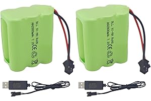 ZYGY 2 szt. AA 7,2 V 2800mAh Bateria SM - 2P i 2 szt. Kabel USB do ładowania zabawek Tank Engineering Department Flat Semi - Truck RC Pilot Samochodowy Nimh Bateria o dużej pojemności
