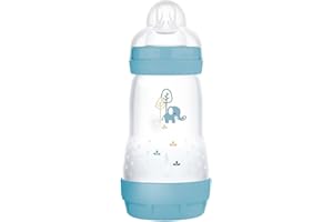mam - Easy Start Anti-Colic Bottle 2+ miesiące średni przepływ (260 ml) Ocean - Butelka zmniejszająca kolkę i dyskomfort dziecka - Butelka dla niemowląt kompatybilna z karmieniem piersią