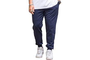 Jamron Uomo Taglie Forti Loose Fit Pantaloni Sportivi Affusolati in Cotone Pantaloni Casual Semplici (L-8XL)