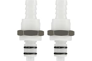 BBTUS 2PCS 1/4 "3/8" 5/16" tubo flessibile di plastica connettore rapido con valvola di arresto, montaggio su pannello attacco rapido attacco spinato (2x 3/8" connettore maschio)