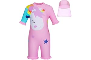 AmzBarley Girls Swimming Costume 1-Piece UV Protection Swimsuit Kids Swimwear Rash Guard Beach Holiday Swim Wear Wetsuit