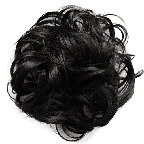 PRETTYSHOP Scrunchy Scrunchie Bun Updo Hairpiece Hair Ribbon Ponytail Extensions Curly Diverse Colors (black brown 2 G41A)