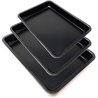 Abert Set 3 Bandejas Acero Al Carbono Negro/Rojo