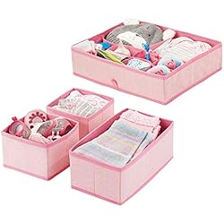 mDesign boîte de rangement pour chambre d'enfant en polypropylène (lot de 4) - bac de rangement pour accessoires de bébé - aussi comme organiseur de tiroir, armoire, table à langer - rose